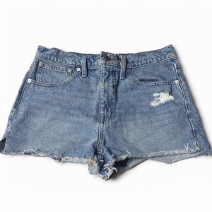 Madewell Relaxed Denim Shorts Size 27 Distressed Raw Hem Light Wash